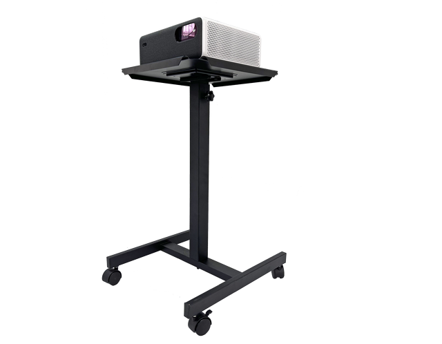 Heavy Duty Black Rolling Cart Mobile Projector Stand with Tray Height Adjustable Presentation Trolley Black