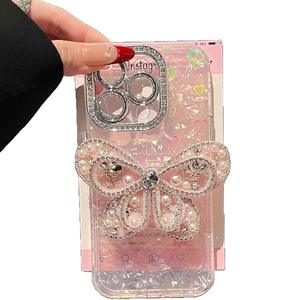 Custodia per <span class=keywords><strong>iPhone</strong></span> 16 15 <span class=keywords><strong>Pro</strong></span> <span class=keywords><strong>Max</strong></span> XP973 Stile Fatato con Perle <span class=keywords><strong>Rosa</strong></span> e Diamanti Scintillanti a Forma di Farfalla, Nuovo Modello per Apple 14 <span class=keywords><strong>13</strong></span> - Product Image 2