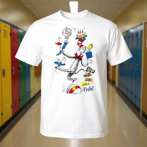 T-shirt The Cat In The Hat pour adulte, col rond en coton, imprimé dessin animé, toutes saisons, rentrée scolaire, remise des diplômes - Product Image 3