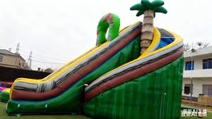 Tobogán de agua Coconut Falls, tobogán de agua inflable de 27 pies de altura, palmera caliente, tornillo de corcho inflable, tobogán de piscina de olas de agua a la venta - Product Image 2