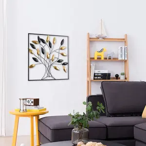 Décor mural à feuilles dorées <span class=keywords><strong>et</strong></span> noires, livraison gratuite, feuilles métalliques, pour le salon, pour décorer la maison concis - Product Image 4