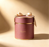 Boîte Cadeau Cylindrique Personnalisée en Papier Artistique de Luxe avec Bordure Dorée, Ruban et Nœud, Fermeture Magnétique, Emballage Rigide en Tube, Matériaux Recyclés