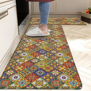 Ensemble de tapis de cuisine en velours cristal, rectangulaire, patchwork, antidérapant, en fibre de polyester, lavable en machine, fin, 0,2 à 0,4 pouces - Product Image 5