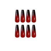 Faux ongles rouges élégants et simples à presser, effet haut de gamme, courts, en forme d'amande, à motifs floraux pour les doigts, vente en gros