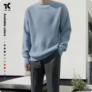 Áo len nam cổ tròn màu trơn thương hiệu hợp thời trang áo len dệt kim Kiểu Retro thường ngày dáng rộng ngoại cỡ áo len Hàn Quốc - Product Image 1