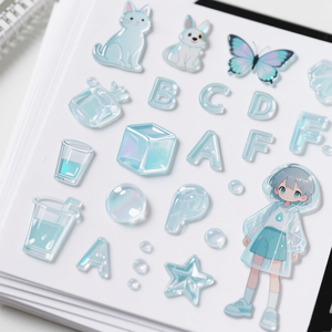 Mignon petit elfe coloré Journal tasse à eau Goo carte autocollants 50 feuilles PVC gros autocollants de dessin animé - Product Image 1