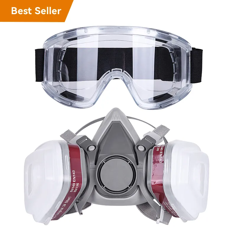Fast Shipping 6200 Half Face Respirator Dust Gas Mask For Painting Spray Pesticide Chemical Smoke Fire Protection With Goggles