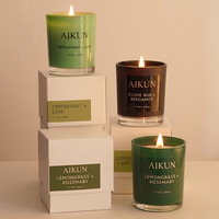 Bougie parfumée florale AIKUN avec logo personnalisé dans un bocal en verre, pour cadeau d'entreprise avec emballage en boîte en papier de marque