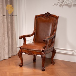 Sillón Antiguo con Brazos y Adornos Tallados a Mano, Muebles Europeos, Silla Cómoda para Oficina en Casa, Compra de Sillas - Product Image 2