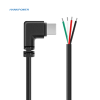 Usine OEM USB2.0 Câble USB C 90 degrés à angle droit de type C mâle pour ouvrir les 2 4 cœurs nus