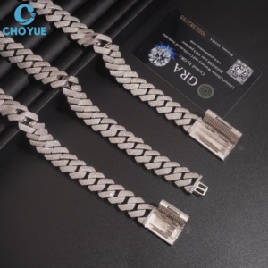 Cadena Cubana de Plata de Ley 925 con Moissanita, Bajo MOQ, Joyería de Plata, 4 Filas, Servicio Personalizado, Venta al por Mayor, Cadena Cubana Vintage - Product Image 2