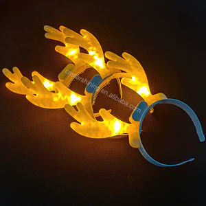 Diademas de Cuerno de Ciervo Blancas con Luz Amarilla Brillante, Suministros de Fábrica, Gran Venta, Diadema de Asta LED de Alta Calidad, Regalos para Halloween, Navidad y Festivales - Product Image 4