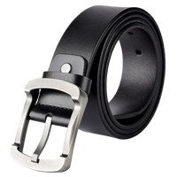 Ceinture Classique Rétro pour Homme en Cuir de Vachette, Style Business Décontracté, Longueur Ajustable, Finition Denim, Boucle à Ardillon en Alliage