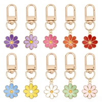 Lot de 20 porte-clés en émail motif marguerite, en alliage de zinc, avec mousqueton pivotant, breloque pour sac DIY, cadeau