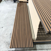 Panneaux acoustiques décoratifs en bois à lattes, panneaux muraux insonorisants en fibre de polyester pour hôtel et bureau