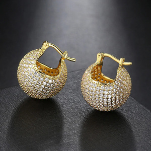 Pendientes de Aro Esféricos para Mujer, Joyería de Moda de Lujo Brillante y Elegante - Product Image 2