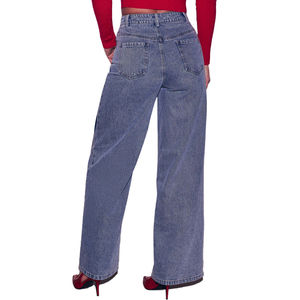 <span class=keywords><strong>Jean</strong></span> tendance Channel <span class=keywords><strong>pour</strong></span> femmes de grande taille, pantalon en denim à jambe droite taille haute avec motif cœur, collection Saint-Valentin 2026 - Product Image 3