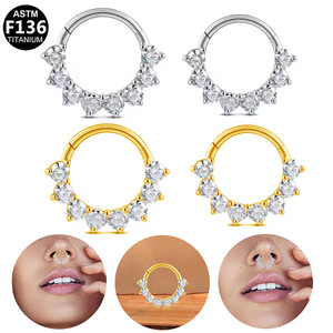 Anneaux de nez en titane G23 avec design couronne en zircon pour bijoux de piercing au nez ASTM F136 - Product Image 4