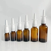 10ml bouteille de pulvérisation nasale en verre ambré blanc en plastique pompe à brouillard diffuseur d'huile buse médicale échantillon gratuit disponible 50ml 100ml tailles