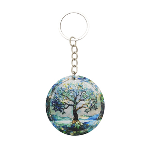 Customizable Eco-Friendly Portable Digital Photo Printing Wood Keychain Colorful Tree Life Blessing Gift Earth Day Anniversary