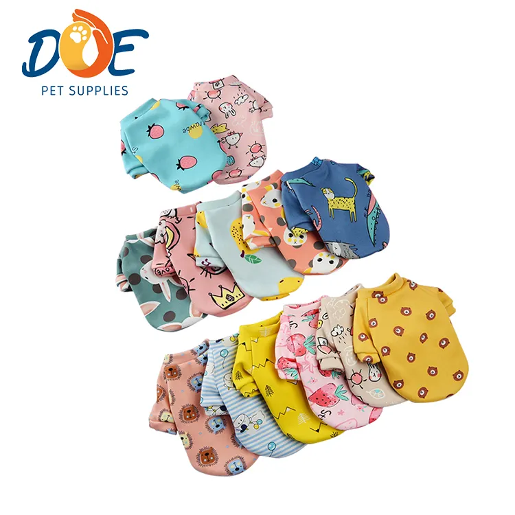 Doe Pet Cute Pet Clothes Cartoon Dog Clothing Summer Shirt Casual Vests Cat T-shirt Puppy Dogs Clothes for Small Pets