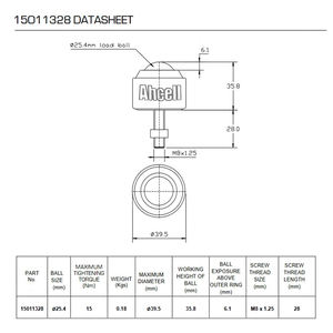 ชุดลูกกลิ้งเหล็ก 15011328 สำหรับการเคลื่อนย้ายวัสดุ แบบ OmniBall รุ่น 1501 ชนิด 13/ชนิด 15/ชนิด 16 แบบเกลียว ขนาด 25.4 มม. - Product Image 2