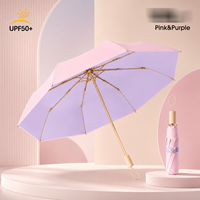 Parapluie Adhésif Color Collision à 8 Baleines, Renfort Épaissi, Protection, Protection UV, Pliable