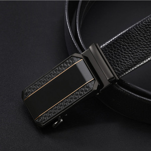 <span class=keywords><strong>Ceinture</strong></span> en cuir de vachette véritable pour homme avec boucle automatique en alliage, durable, rayée, longueur personnalisable, polyvalente, pour costume d'affaires et pantalon jeune - Product Image 6
