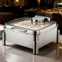 Chauffe-Plat Rectangulaire 8L en Acier Inoxydable 304 de Qualité Supérieure, Réchaud Commercial à Alcool pour Buffet