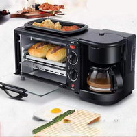 Vente en gros 110V 220V Multifonction 3-en-1 Ménage Cuisine Automatique Sans Fumée Grill Four Électronique Petit Déjeuner Cafetière