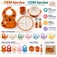 Ensemble d'alimentation pour bébé en silicone personnalisé OEM avec plusieurs motifs et couleurs pour la vente en gros