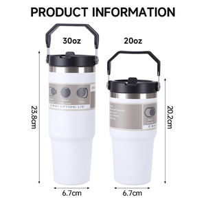 Regalo promozionale stagionale termo tazza prezzo di fabbrica in acciaio inox 304 isolato cannuccia a prova di perdite per auto con manico portatile - Product Image 2