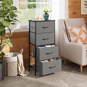 Cômoda de Tecido que Economiza Espaço com 4 Gavetas e Tampo de Madeira, Baú de Armazenamento Pequeno para Quarto e Closet - Product Image 2
