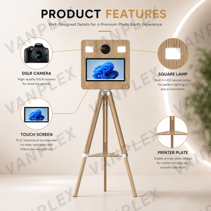 Machine de photomaton en plein air avec appareil <span class=keywords><strong>photo</strong></span> reflex numérique, écran tactile 15,6 pouces, éclairage LED et trépied pour événements de mariage - Product Image 2