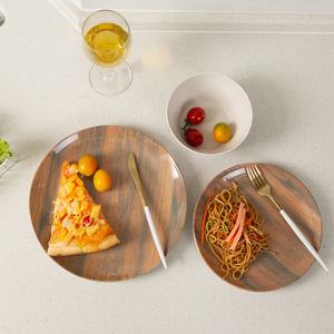 Wood Grain Look Plastic <strong>Melamine</strong> Table Ware, Outdoor <strong>Picnic</strong> Dinnerware <strong>Melamine</strong> Dinar <strong>Set</strong> - Product Image 6