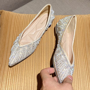 Vendita calda di grandi dimensioni strass di lusso perle Slip on <span class=keywords><strong>mocassini</strong></span> ufficio signora Sepatu scarpe basse 2025 per le donne - Product Image 1