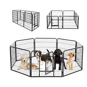 Amazon Hersteller im Freien große schwarze Splitter 16 Panel Hund Katze schwere Hund laufen Gehäuse Stift Haustier Gehege zum Verkauf