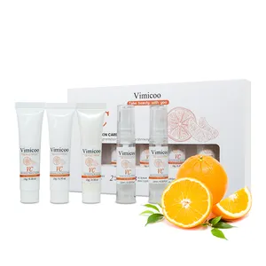 Kore kozmetik Private Label organik Vegan yüz aydınlatıcı beyazlatıcı Vit C cilt bakım seti C vitamini seyahat cilt bakım seti