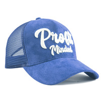 Topi Trucker jaring bisbol 5 Panel Suede kualitas tinggi topi Denim beludru poliester modis kasual bersepeda bergaris luar ruangan