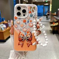 Coques de téléphone BAILI Factory, design créatif luxueux et abordable, motif de fleurs et de diamants, bracelet en perles pour Samsung A16/A17/A55