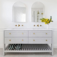 Prix abordable personnalisé style moderne européen double vasque design salle de bain vanités ensemble armoire de toilette pour hôtel maison