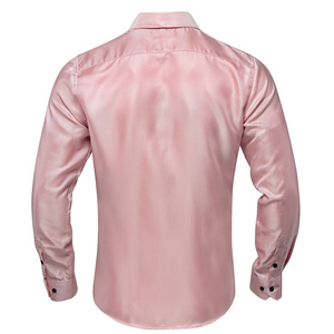 Chemises habillées manches longues <span class=keywords><strong>en</strong></span> <span class=keywords><strong>soie</strong></span> <span class=keywords><strong>rose</strong></span> Paisley pour hommes <span class=keywords><strong>Chemise</strong></span> sociale smoking décontractée Vêtements de créateur de luxe pour hommes - Product Image 5
