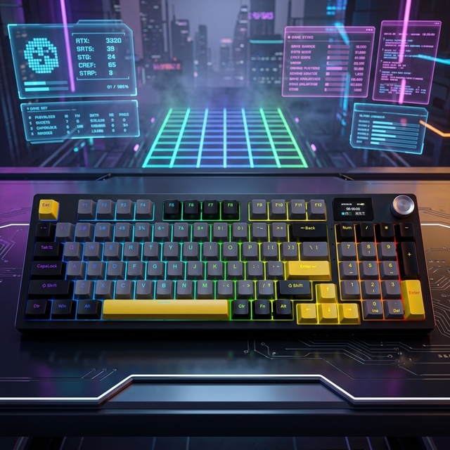 JEDEL 97 Keys Triple Mode Hot Swappable Mechanical Keyboard With LCD Screen RGB Backlit All Keys Anti-Ghosting Gaming Keyboard
