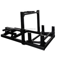 Simulateur de conduite automobile en aluminium 4080 avec 3 moniteurs, cadre en aluminium extrudé anodisé noir, cockpit
