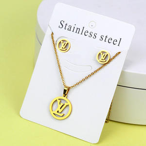 Conjunto de Joyería Popular Cristiana con Baño de Oro de 18K, Diseño de Corona Imperial, Collar y Aretes de Acero Inoxidable, Regalo para Bodas y Fiestas - Product Image 3