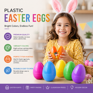 Œufs <span class=keywords><strong>de</strong></span> Pâques en plastique brillant, volumineux et remplissables, pour la décoration <span class=keywords><strong>de</strong></span> Pâques et la pêche, disponibles en différentes tailles, vente en gros - Product Image 1