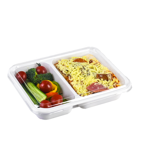 Boîte à lunch en plastique recyclable de qualité alimentaire <span class=keywords><strong>Lesui</strong></span>, plateau de repas pour compagnies aériennes, plats préparés, plateaux d'emballage alimentaire en CPET à 2 compartiments - Product Image 3