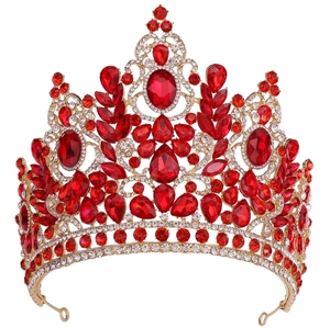 Corona Grande de Aleación Roja Real, Corona de Reina, Corona de Concurso de Miss Universo, Tiara - Product Image 1