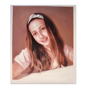 Dipinto a Olio Realistico Fatto a Mano <span class=keywords><strong>di</strong></span> Donna, Ritratto Femminile su Tela, Arte Murale Personalizzata da <span class=keywords><strong>Foto</strong></span> - Product Image 1