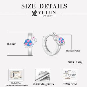 أقراط طارة من الفضة الإسترلينية للأطفال مع سلحفاة زرقاء ، سحر قلب المينا ، هدايا لطيفة للفتيات - Product Image 4